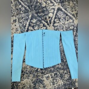 ZARA NEW WOMAN KNIT BUSTIER LIGHT BLUE REF: 9598/055